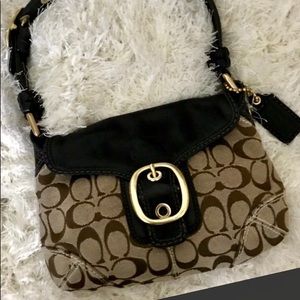 COACH SATCHEL 7”x10” Charcoal Tan Authentic